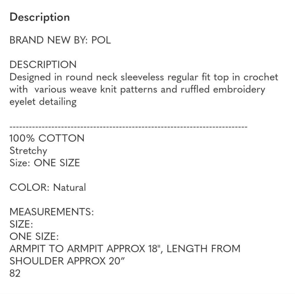 POL Natalie Lace Crochet Crop Top Cream - Picture 5 of 10